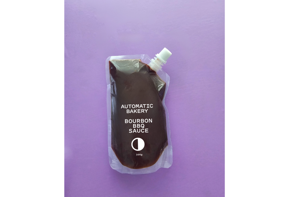 BOURBON BBQ SAUCE 300g in a resealable spouted pouch