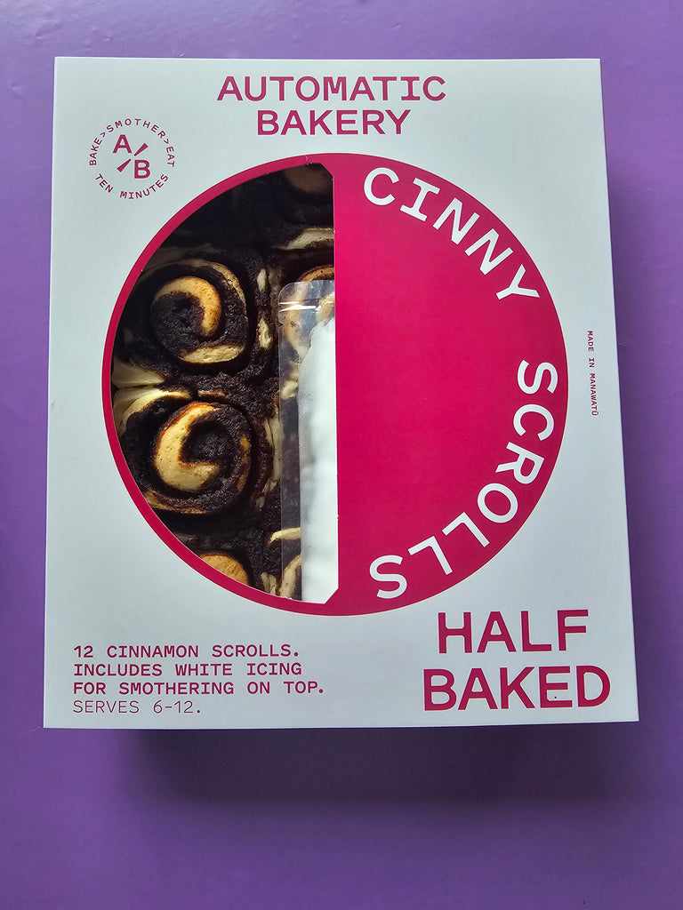 HALF BAKED CINNY SCROLLS WITH WHITE ICING 12pk
