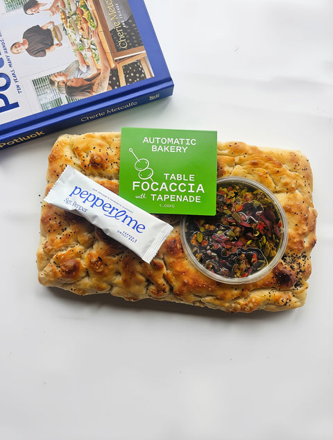 Table Focaccia with Tapenade 1kg With BONUS pepper&me Sgt. Pepper.*